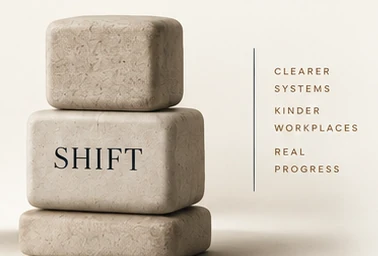 Neutral sculptural SHIFT blocks in a quiet editorial setting
